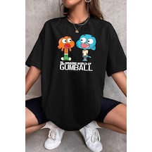 Unisex Gumball Baskılı Kısa Kol T-shirt SIYAH
