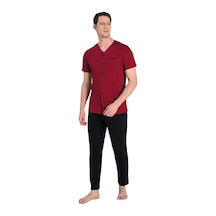 Over Sleep By Poleren Over Sleep 2348 Erkek Önden Düğmeli Süprem Yazlık Takım M-l-xl-2xl Bordo