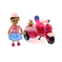 Cute Doll Mini Bebek Ve Köpekli Mor    Motorsiklet