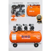 R.M.D Kompresör 200 Lt Hava Kompresörü Sessiz Ve Yağsız S750-3I200