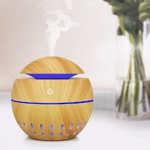 Ahşap Tahıl Usb Delikli Nemlendirici Yedi Renkli Aromaterapi Lambası Uzaktan Kumandalı Otomatik Alkol Püskürtücü Açık Kahverengi-2