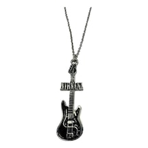 Nirvana Elektro Gitar Figürlü Zincir Kolye Unisex Rock Grunge Takı - 60 Cm Çok renkli