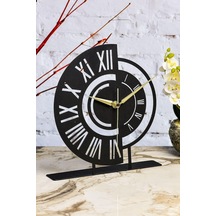 Ruota Siyah Metal Dekoratif Masa Üstü Saati 25x23cm Mms-m Diğer