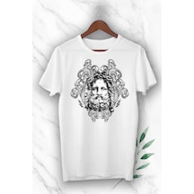 Flood Of Style Unisex Beyaz Mitoloji Zeus Heykel Baskılı Tişört