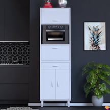 Modilayn Ennet: 60x194.6x48 Cm Fırın / Mikrodalga Dolabı 1 Çekmece, 4 Kapaklı. Mutfağınıza Yer Açın Beyaz