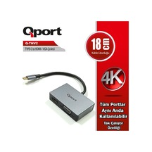 QPORT Q-THV2 TYPE-C=>HDMI+VGA ÇEVİRİCİ