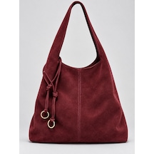 Paul Brand Mora Gold Halka Detaylı Süet Görünümlü Hobo Form Kadın Omuz Çantası Bordo