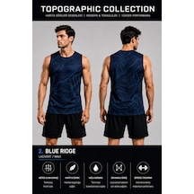 Beydex Erkek Nem Emici Hızlı Kuruma Topographic Collection Sporcu Sıfır Kol T-shirt Gym Lacivert