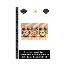 Özel Seri Okul Saati Uyandırma Salon Metal Çift Zilli Çalar Saat Alk6460 Çok Renkli