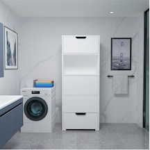 Byg Banyo Kirli Çamaşır Dolabı Sepeti Banyo Dolabı Beyaz