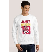 James Harden Basketbolcu Sporcu Baskılı Beyaz Erkek Örme Sweat (530940968)