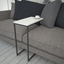 Callen Beyaz Yan Sehpa & Tekerlekli Servis Sehpası Metal