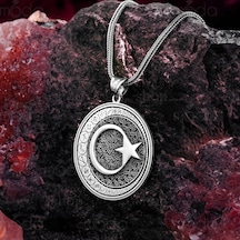 925 Ayar Gümüş Türk Boyları Ayyıldız Tasarım Erkek Kolye Gümüş