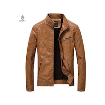 Erkek Sonbahar Ve Kış Pu Deri Ceket Sarı