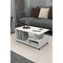 Enda Home Sultan Tekerli Orta Sehpa 86,5x50 Cm Ahşap - Beyaz