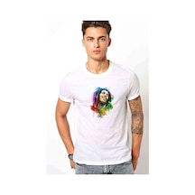 Bob Marley Aquarelle Baskılı Beyaz Erkek Tshirt
