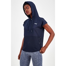 Maraton Active Regular Kadın Kapşonlu Kolsuz Fitness Açık Lacivert T-Shirt 17504-Açık Lacivert