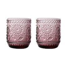 Vintage Ayçiçeği Kabartmalı İçme Bardağı, Viski İçin 12 Oz Cam Bardak, Meyve Suyu, İçecek, Dekoratif Cam Eşya-mor-2 Pc'ler Mor
