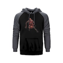 Micheal Jordn 23 Silhouette Gri Renk Reglan Kol Kapşonlu Sweatshirt Gri