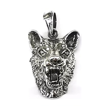 Omar Silver Unisex Kurt Kafası Kolye Ucu Oksitli Büyük Boy Gümüş (513868009)