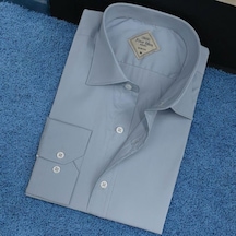 Pamuklu Mavi Uzun Kollu Erkek Gömlek Slim Fit Kalıp -9802 Mavi