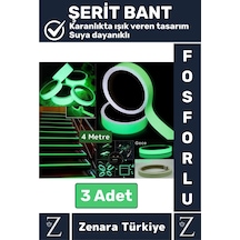 Premium Karanlıkta Işık Veren Suya Dayanıklı Ev Bahçe Merdiven Fosforlu Şerit Bant 4 Metre X 3 Adet