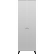 Simple Gardırop 6 Raflı 2 Kapaklı Tek Askılı 60x44x176 Beyaz Beyaz