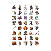 Cadılar Bayramı Spor Temalı Karikatür Sticker Seti 40 Adet Ajanda Scrapbook Journal Planner Çıkartma Çok Renkli