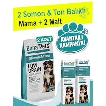 Bona Pets Premium 2'li Düşük Tahıllı Somonlu Ve Ton Balıklı Yetişkin Köpek Maması 12 Kg 2 Adet Malt