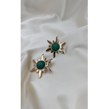 Bb İthal Yeşil Güneş Küpe Altın - Yeşil