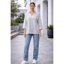 Alexander Gardi Alexandergardı V Polo Yaka Oversize Bluz Gri