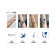 Minimal 5 Cm Yarı Kalıcı Geçici Dövme 4 Adet Birden Aylık Mini Set 5