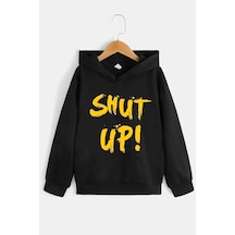Uyguntarz Çocuk Shut Up Baskılı Sweatshirt Siyah