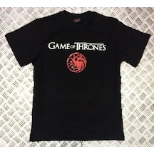 Game Of Thrones Baskılı Unisex %100 Pamuk Siyah T-shirt SIYAH