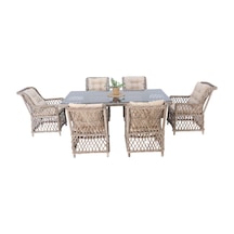 Alaska Rehome 100x200 Rattan Bahçe Masa Takımı 43 Açık Kahverengi