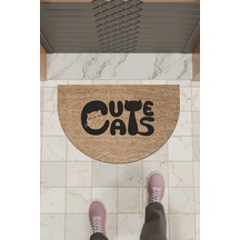 Rugmood Modern Dijital Paspas Kahverengi Cute Cats Paspas - Kapı Önü Paspası