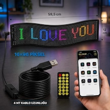 Akıllı Rgb Led Matrix Panel 59 Cm Bluetooth Uygulama Ve Kumanda Kontrollü, Yazı Ve Emoji Göstergesi Diğer