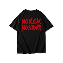 Brz Collectıon Brz Collection Unisex Oversize Red - No Risk No Story - Red T-shirt Siyah