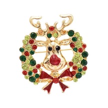 Suntek Sevimli Kristal Noel Elk Broş Pin Noel Partisi Süsleri Çok Renkli