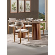 Soleil İskandinav Oval Natural Ahşap Bohem Masa 80x170 Naturel