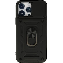 Ilkeshop Newface Apple iPhone Uyumlu 13 Pro Max Kılıf Pars Lens Yüzüklü Silikon - Siyah