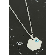 Altıgen - 796 - İsim Yazılabilir - Shophnrl - Kolye-gümüş Rengi