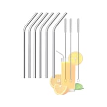 Mucit Home 9 Parça Paslanmaz Çelik Pipet Seti Ve Çubuk Pipet Temizleme Fırçası Krom
