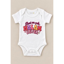 Babylimon Beni En Çok Halam Sever Beyaz Kısa Kollu Çıtçıtlı Bebek Zıbını Beyaz - 930083865 Beyaz