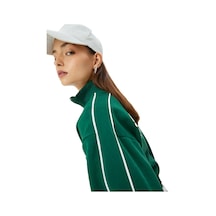 About Blank Koton Arkası Baskılı Fermuarlı Şardonlu Oversize Crop Sweatshirt Acı Kahverengi