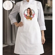 Bk Gift Kişiye Özel Fotoğraflı Çapraz Askılı Beyaz Mutfak Önlüğü - 1, Aşçı Önlüğü, Şef Önlüğü, Anneye  Kobitmeyencom35934 Bk Gift Renkli
