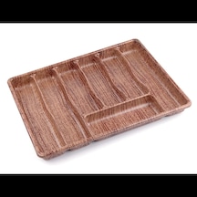 Büyük - Ahşap Renk - 7 Bölmeli Çekmece İçi Kaşıklık 50x37cm 5468 Çok Renkli