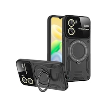 Uryport Vivo Y16 Kılıf Joy Lens Standlı Kapak - Siyah