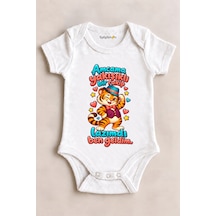 Babylimon Amcama Yakışıklı Bir Rakip Lazımdı Ben Geldim. Beyaz Kısa Kollu Çıtçıtlı Bebek Zıbını Beyaz - 930083771 Beyaz