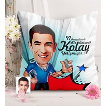 Kişiye Özel Bay Antrenör Karikatürlü Saten Yastık - 1